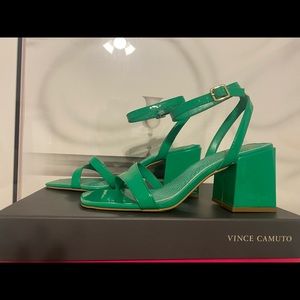 Emerald green block heel